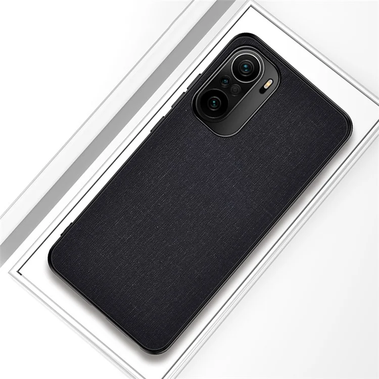 Cloth Coated TPU + PC Full Protection Hybrid Phone Cover Case for Xiaomi Redmi K40/K40 Pro/K40 Pro+/Mi 11i/Poco F3s - Black