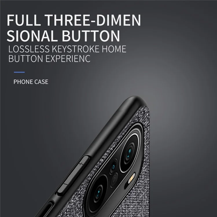 Housse de protection hybride en PC et TPU revêtue de tissu pour Xiaomi Redmi K40/K40 Pro/K40 Pro+/Mi 11i/Poco F3s - Noir