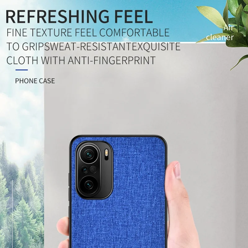 TPU Rivestito in Stoffa + PC Protezione Full Protection Case di Copertura Per Telefono Ibrido Per Xiaomi Redmi K40/K40 Pro/K40 Pro +/mi 11i/Poco F3 - Blu