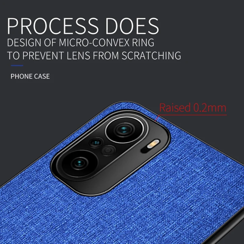 TPU Rivestito in Stoffa + PC Protezione Full Protection Case di Copertura Per Telefono Ibrido Per Xiaomi Redmi K40/K40 Pro/K40 Pro +/mi 11i/Poco F3 - Blu