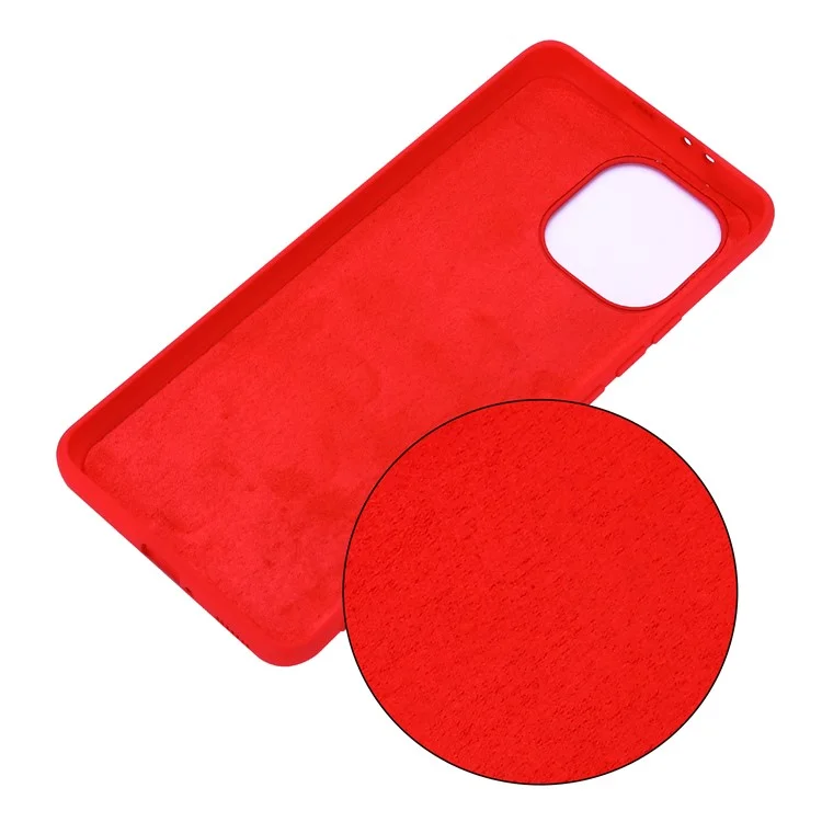 Solid Color Liquid Silicone Phone Protective Shell with Strap for Xiaomi Mi 11 - Red