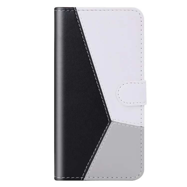 Portafoglio di Giunzione a Tre Colori Protettore PU Cettura PU Per Xiaomi Redmi 9T / Nota 9 4G (Qualcomm Snapdragon 662) / 9 Potere - Bianco/nero/grigio