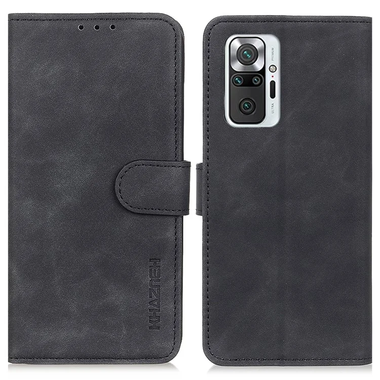 KHAZNEH Retro PU Leather Case per Xiaomi Redmi Note 10 Pro (Global), Funzione Stand Flip Portafoglio Magnetico Cover per Telefono - Nero