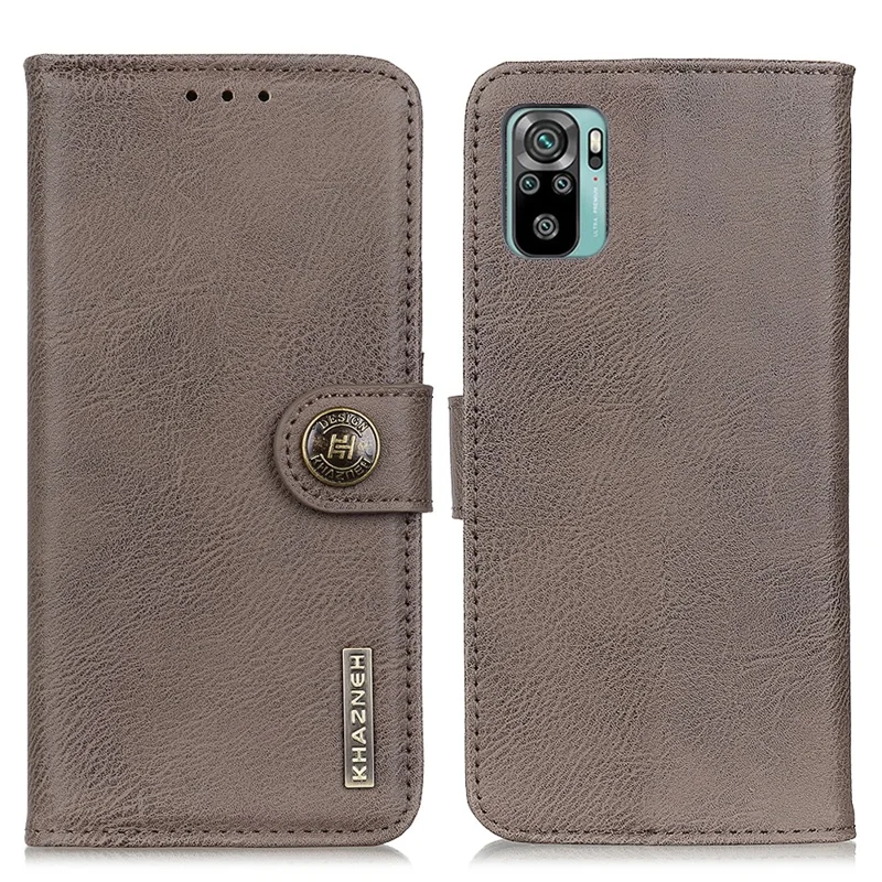 Funda de cuero KHAZNEH con cierre magnético tipo cartera y soporte para Xiaomi Poco M5s 4G / Redmi Note 10 4G / Note 10S 4G - Café
