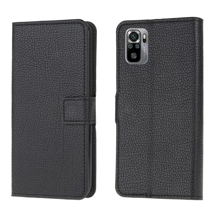 Бумажник с текстурой личи, подставка, кожаный корпус для Xiaomi Poco M5s 4G / Redmi Note 10 4G / Note 10S 4G