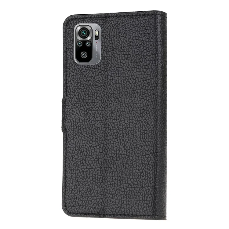 Бумажник с текстурой личи, подставка, кожаный корпус для Xiaomi Poco M5s 4G / Redmi Note 10 4G / Note 10S 4G