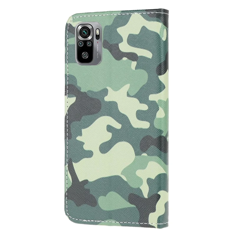 Funda de Cuero con Textura Cruzada y Estampado de Camuflaje con Soporte y Carcasa para Xiaomi Poco M5s 4G / Redmi Note 10 4G / Note 10S 4G - Camuflaje