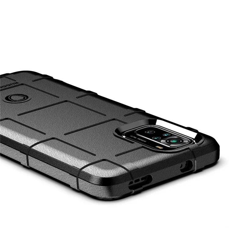 For Xiaomi Poco M5s 4G / Redmi Note 10 4G / Note 10S 4G Shock-Absorbed Rugged Square Grid Skin TPU Back Case - Black