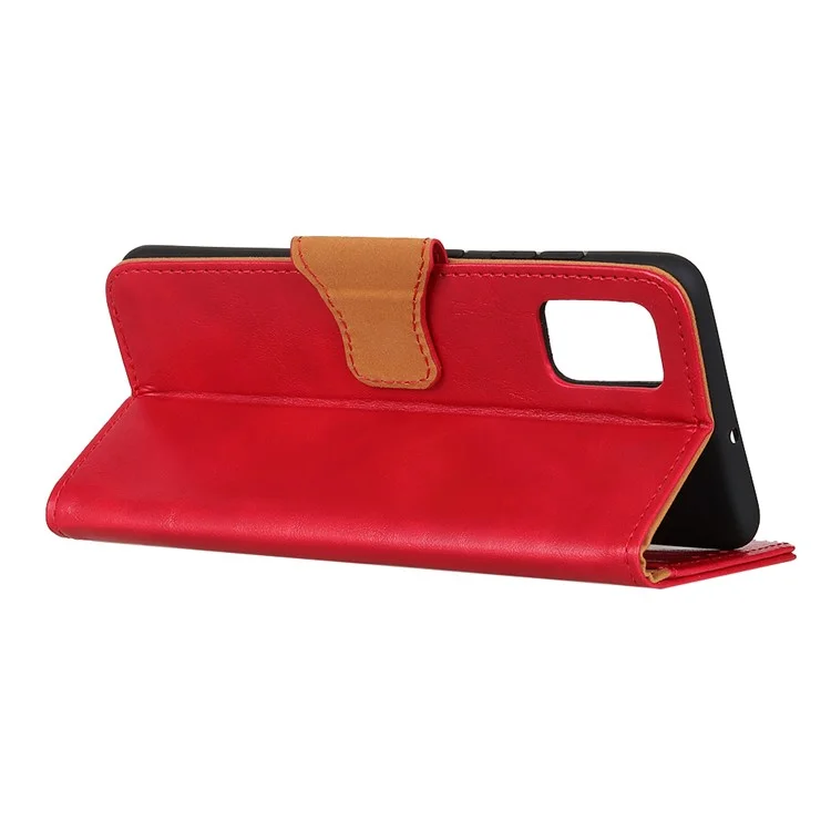 Crazy Horse Texture Folio Flip Wallet Design PU Leather Stand Protector Cover para Xiaomi Poco M5s 4G / Redmi Note 10 4G / Note 10S 4G - Rojo