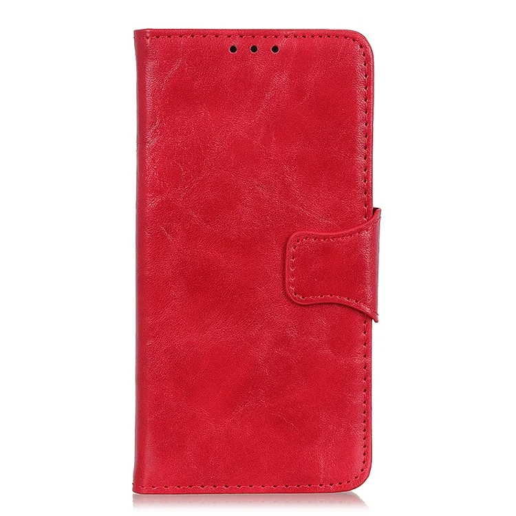Crazy Horse Texture Folio Flip Wallet Design PU Leather Stand Protector Cover para Xiaomi Poco M5s 4G / Redmi Note 10 4G / Note 10S 4G - Rojo