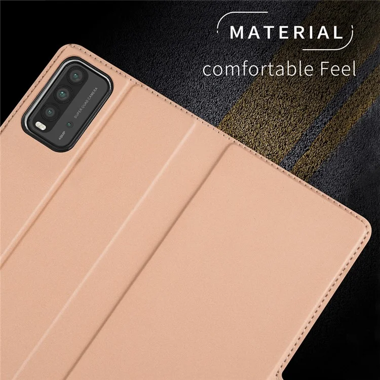 PU Leather Auto-absorbed Phone Casing for Xiaomi Redmi 9T / 9 Power / Note 9 4G - Gold