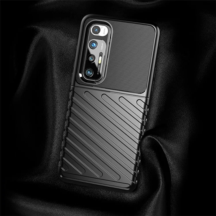 Estuche de Teléfono TPU de Textura de la Serie Thunder Para Xiaomi Mi 10s - Negro