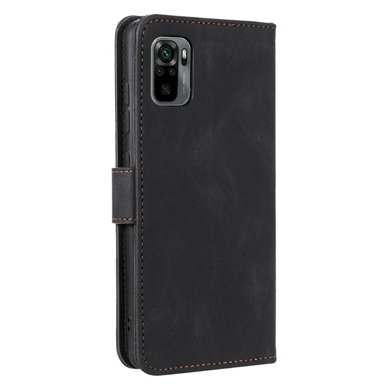 غطاء واقي من الجلد مزدوج القطعة بتصميم أنيق مع دبابيس تزيين لجهاز Xiaomi Poco M5s 4G / Redmi Note 10 4G / Note 10S 4G - أسود