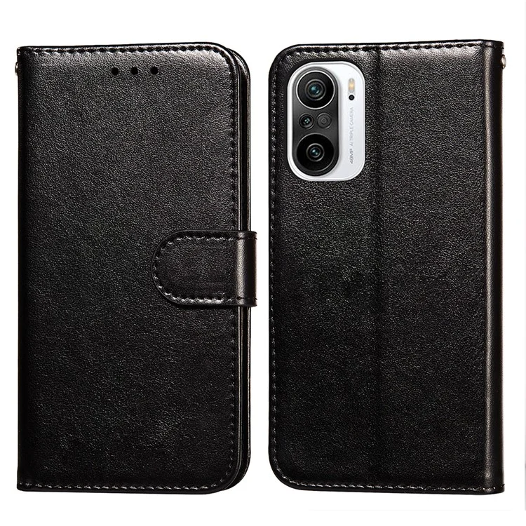 Dual-sided Magnetic Clasp Leather Wallet Stand Phone Case Shell for Xiaomi Redmi K40 Pro / Redmi K40 / Redmi K40 Pro+ / Mi 11i / Poco F3 Leahter Case - Black