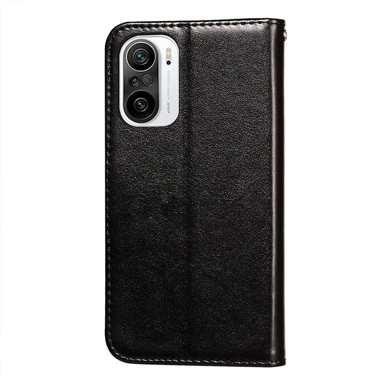 Dual-sided Magnetic Clasp Leather Wallet Stand Phone Case Shell for Xiaomi Redmi K40 Pro / Redmi K40 / Redmi K40 Pro+ / Mi 11i / Poco F3 Leahter Case - Black