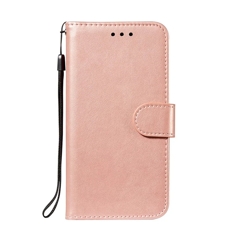 Étui de portefeuille en cuir avec fermoir magnétique double face et support pour Xiaomi Poco M5s 4G / Redmi Note 10 4G / Note 10S 4G - Or rose