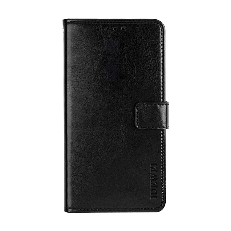 IDEWEI Magnetic Closure Wallet Design Crazy Horse Texture Leather Mobile Casing with Stand for Xiaomi Redmi 9T/9 Power/Note 9 4G (Qualcomm Snapdragon 662) - Black