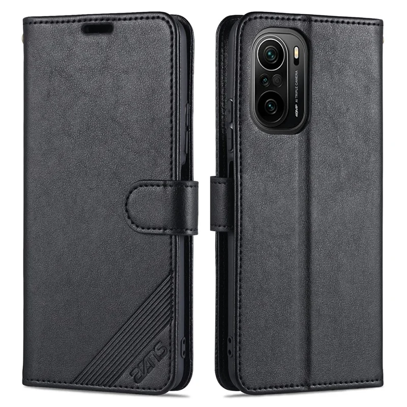 AZNS Wallet Stand Leather Protective Case for Xiaomi Redmi K40/K40 Pro / Xiaomi Poco F3 - Black