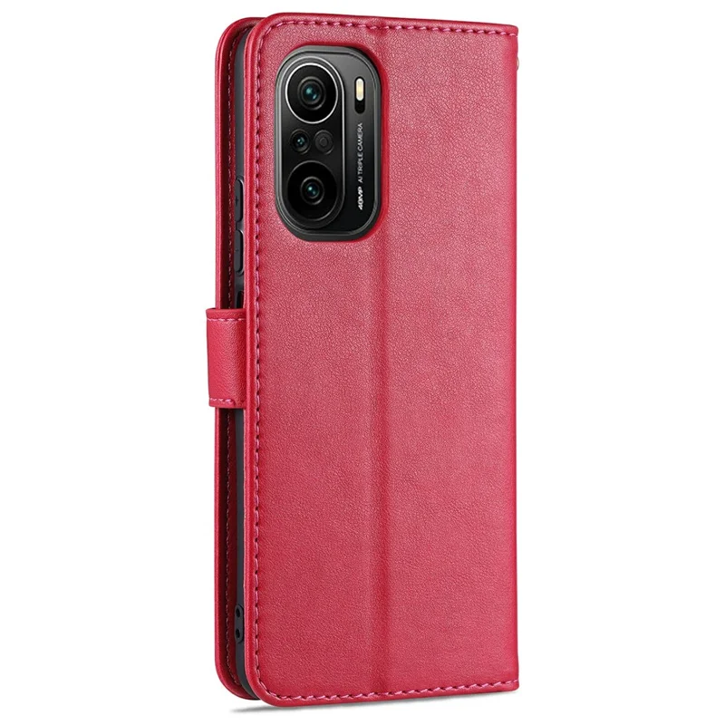 AZNS Wallet Stand Leather Protective Case for Xiaomi Redmi K40/K40 Pro / Xiaomi Poco F3 - Red