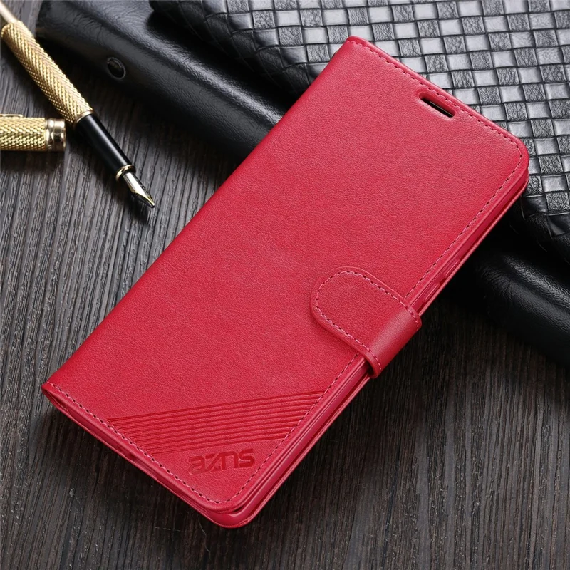 AZNS Wallet Stand Leather Protective Case for Xiaomi Redmi K40/K40 Pro / Xiaomi Poco F3 - Red