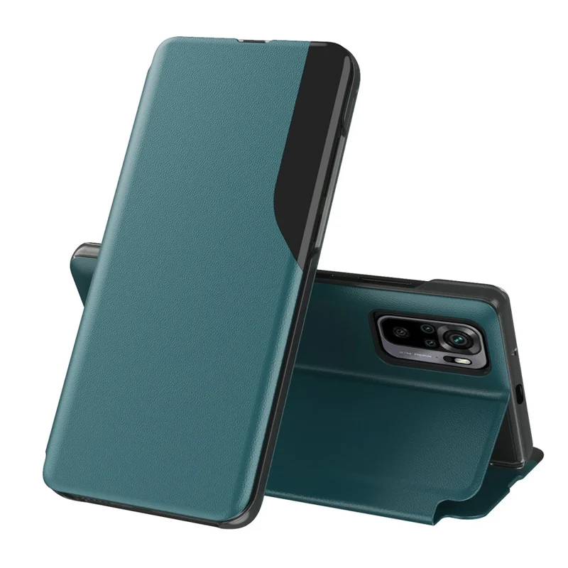 Чехол-книжка из искусственной кожи с подставкой для Xiaomi Poco M5s 4G / Redmi Note 10 4G / Note 10S 4G — Зеленый