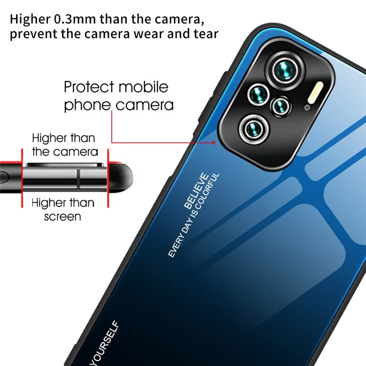 Étui en verre trempé à motif dégradé de couleur pour le téléphone Xiaomi Poco M5s 4G / Redmi Note 10 4G / Note 10S 4G - Or / Rose