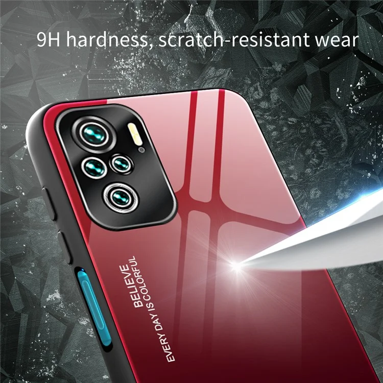 Étui en verre trempé à motif dégradé de couleur pour le téléphone Xiaomi Poco M5s 4G / Redmi Note 10 4G / Note 10S 4G - Or / Rose