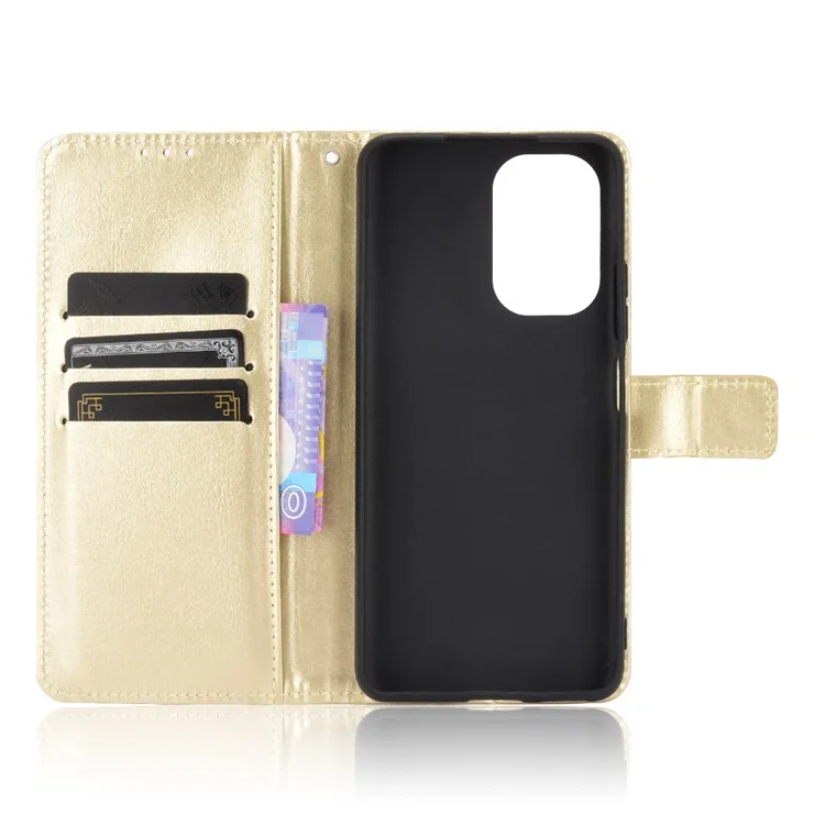 Crazy Horse Texture Wallet Design pe Coperchio Per Per Piettore Per PU Coperchio Per Xiaomi Redmi K40 Pro / Redmi K40 / Redmi K40 Pro+ / Mi 11i / Poco F3 - Oro
