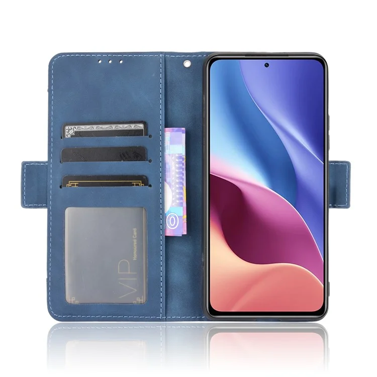 Custodia di Protezione Del Portafoglio in Pelle Con Slot a Più Carte Per Xiaomi Redmi K40 Pro / Redmi K40 / Redmi K40 Pro+ / Mi 11i / Poco F3 - Blu