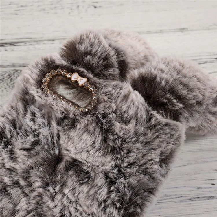 For Xiaomi Mi 6 Bunny Shape Rhinestone Warm Fluffy Fur TPU Cover Case - Brown