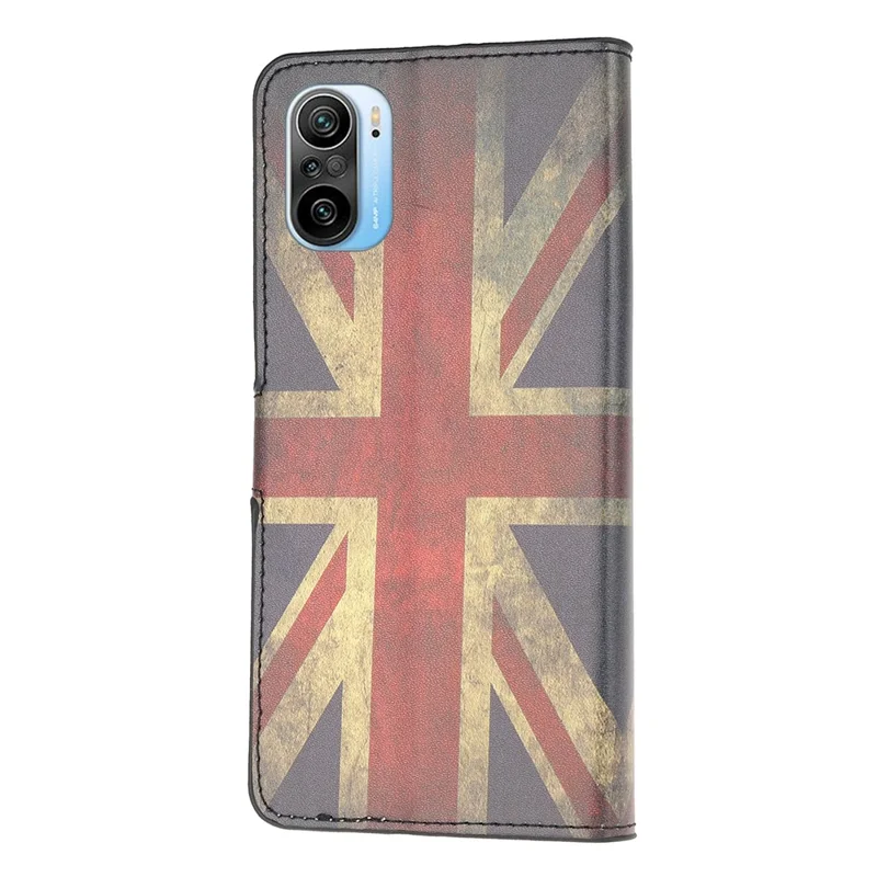 Wallet Design Leather Phone Stand Protective Case with Pattern Printing for Xiaomi Redmi K40/K40 Pro/K40 Pro+/Mi 11i/Poco F3 - Flag Element 2