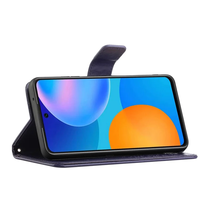 Portfelik z motywem drzewa i sowy, stylowa skórzana obudowa z nadrukiem na zewnątrz i wewnątrz, przypadająca do serii Xiaomi Redmi Note 10 Pro 4G (Indie)/(Global)/Note 10 Pro Max - ciemnoniebieska