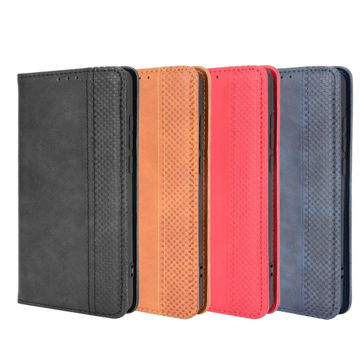 Magnetic Vintage Style Phone Case Wallet Stand Leather Cover for Xiaomi Mi 10S - Black