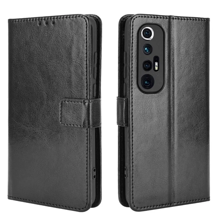 Crazy Horse Texture Willet Design PU Cuero Pulo Cubierta Del Protector de la Xiaomi mi 10S - Negro