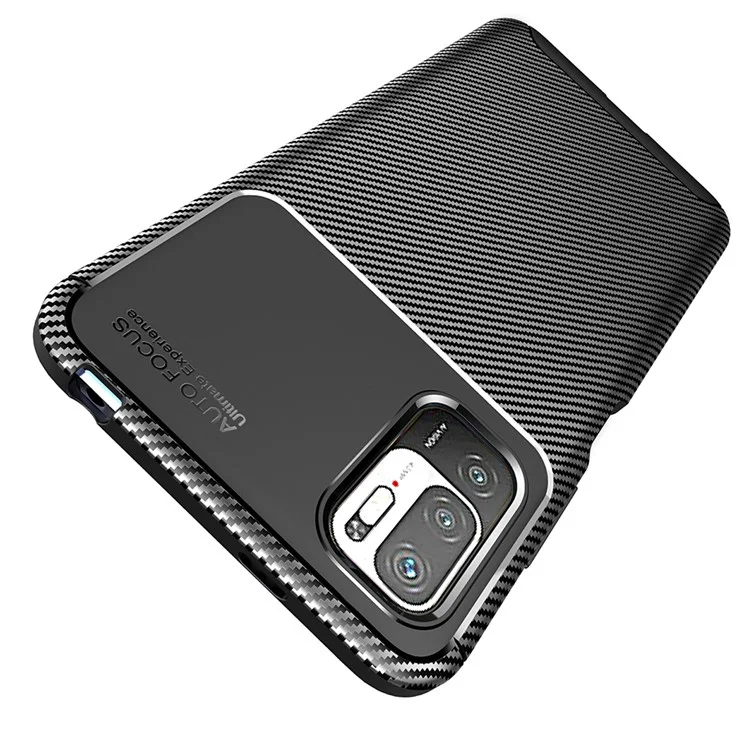 Custodia in TPU ultra sottile con texture in fibra di carbonio, antiurto, per Xiaomi Redmi Note 10 5G/Poco M3 Pro 5G/4G - Nero