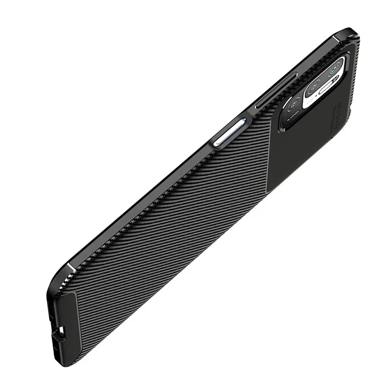 Текстура Углеродного Волокна Ultra Slim Cover Cover Shock-proof Chase Для Xiaomi Redmi Примечание 10 5G/Poco M3 Pro 5G/4G - Черный