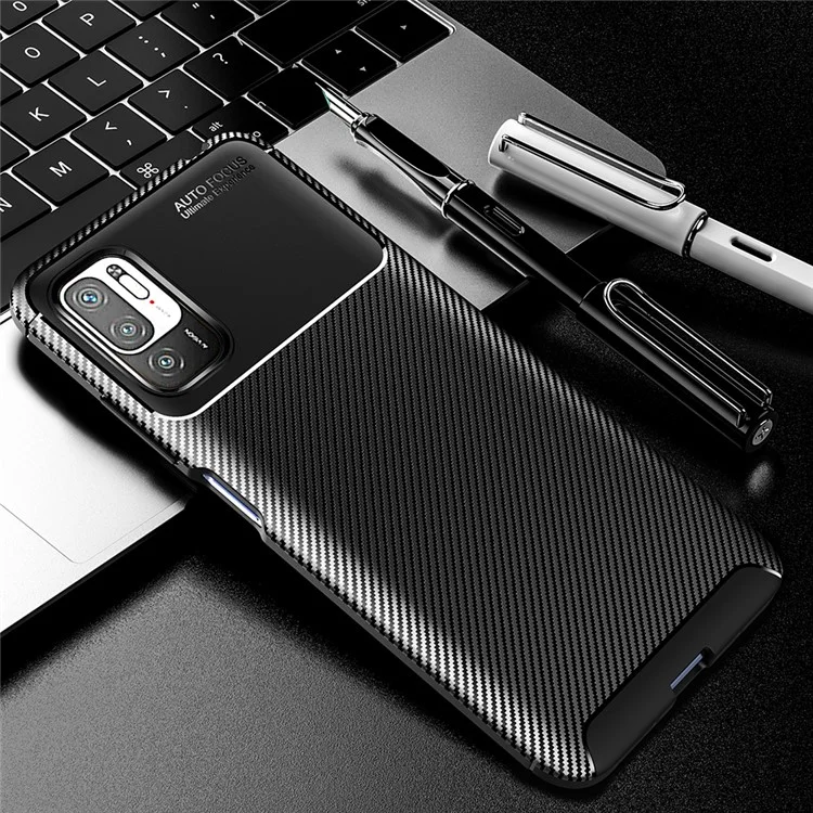 Custodia in TPU ultra sottile con texture in fibra di carbonio, antiurto, per Xiaomi Redmi Note 10 5G/Poco M3 Pro 5G/4G - Nero