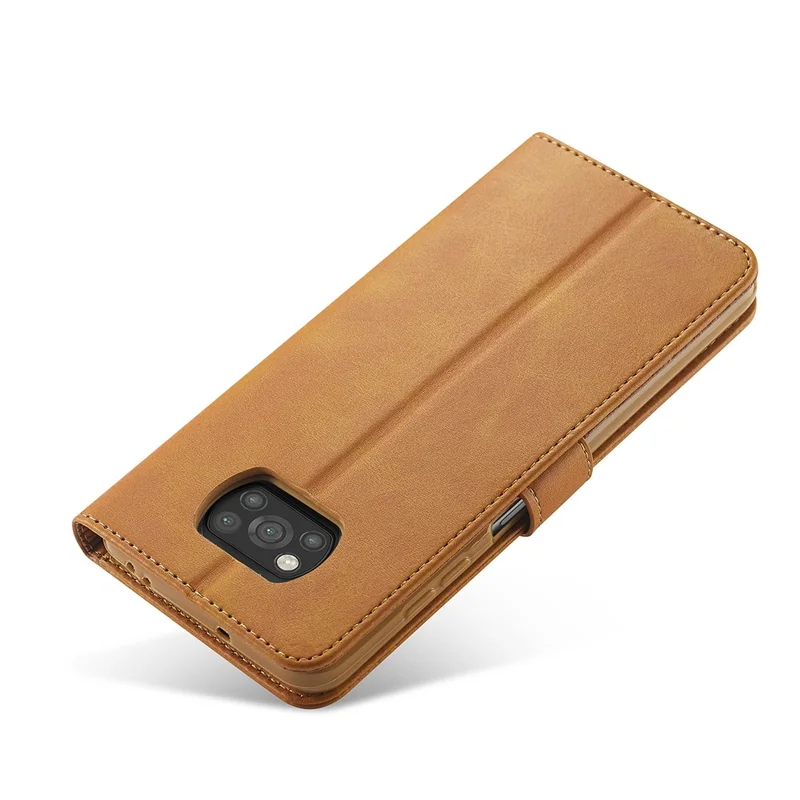 LC.IMEEKE Wallet Stand Leather Shell Phone Cover Case for Xiaomi Poco X3 NFC / Xiaomi Poco X3 - Brown