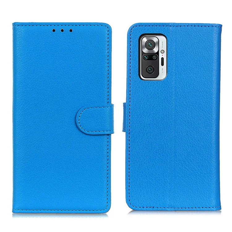 Для Xiaomi Redmi Note 10 Pro 4G (Global) / Redmi Note 10 Pro Max Классический стиль Текстура литчи PU кожаный кошелек Чехол для телефона Магнитное закрытие Откидная книжка Обложка - Синий