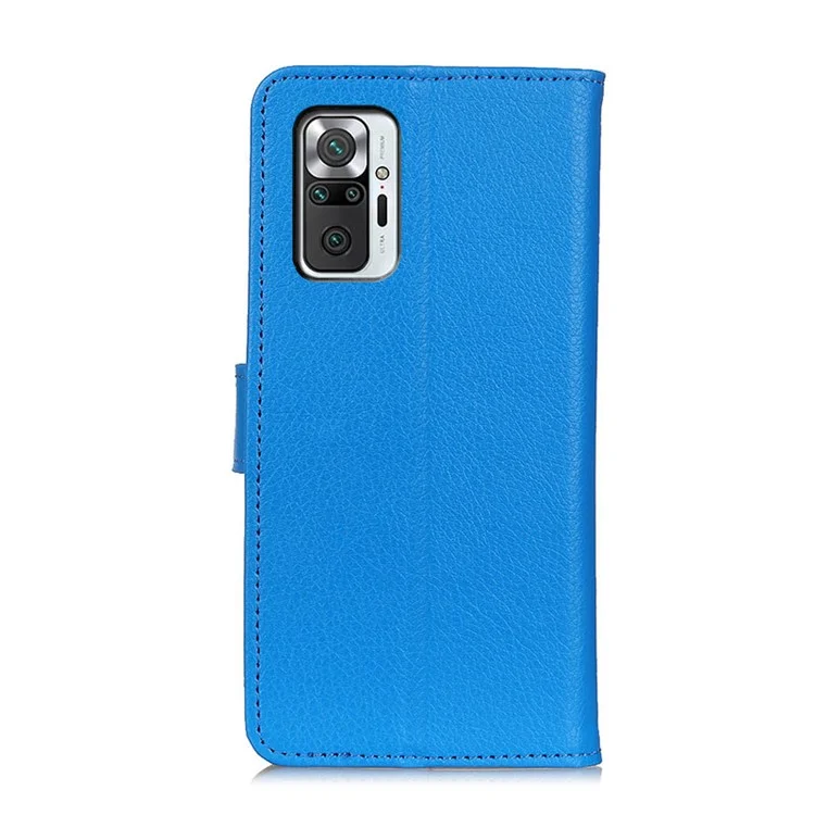 Para Xiaomi Redmi Nota 10 Pro 4G (Global) / Redmi Nota 10 Pro Max Clássico Estilo Litchi Textura PU Carteira De Couro Phone Case Fechamento Magnético Fecho Flip Capa De Livro - Azul