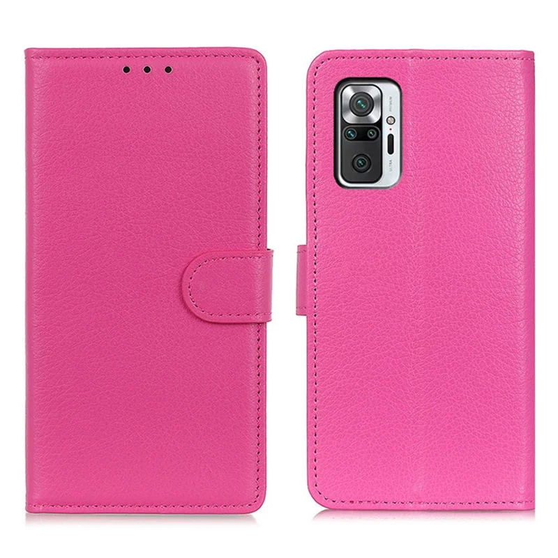 For Xiaomi Redmi Note 10 Pro 4G (Global) / Redmi Note 10 Pro Max Classic Style Litchi Texture PU Leather Wallet Phone Case Magnetic Closure Stand Flip Book Cover - Rose