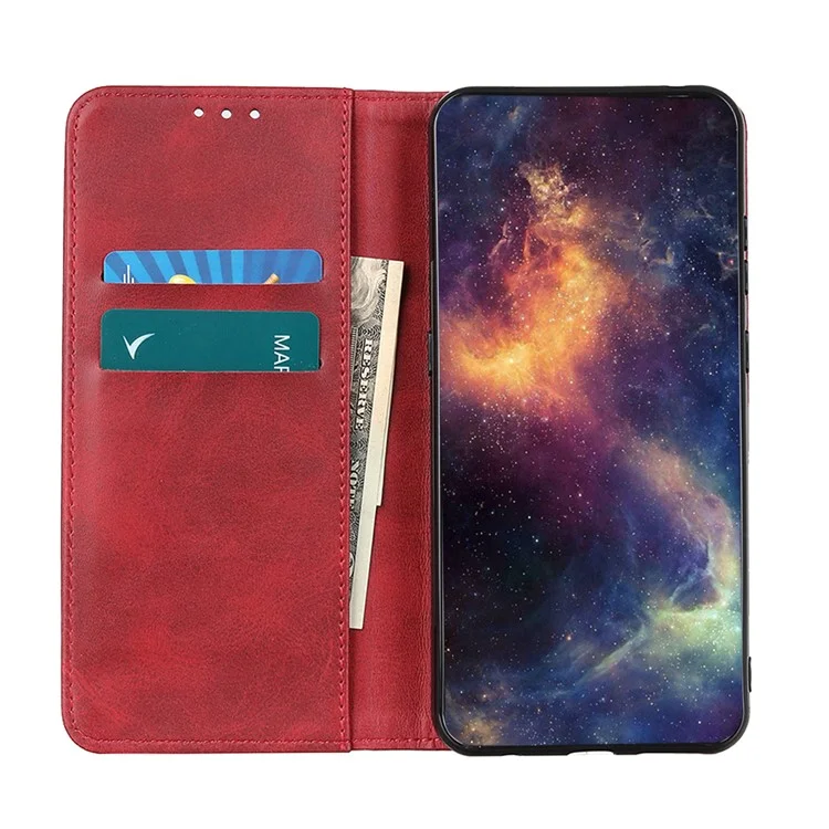 Сплит Кожаный Кошелек Подставка Для Телефонной Подставки Для Xiaomi Redmi Note 10 Pro 4G (индия)/(глобальная)/примечание 10 Pro Max Auto-absorbed Design Shell Phonle - Красный