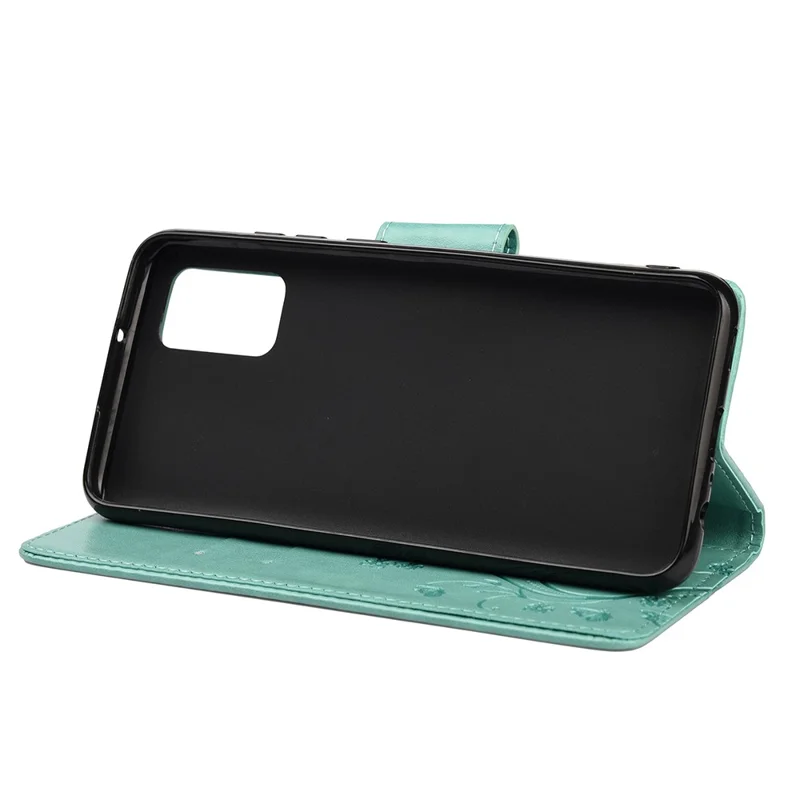 Отпечаток бабочек Цветочный кожаный чехол-подставка для Xiaomi Redmi Note 10 4G / Note 10S / Poco M5s 4G — зеленый