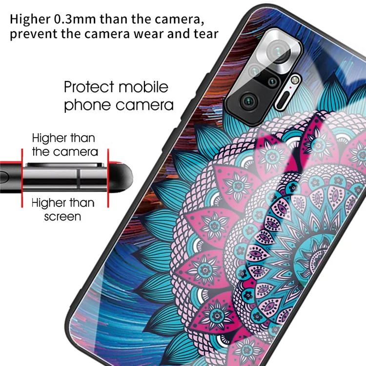 Pattern Printing Tempered Glass + TPU Hybrid Phone Case for Xiaomi Redmi Note 10 Pro Global Edition - Abstract Flower