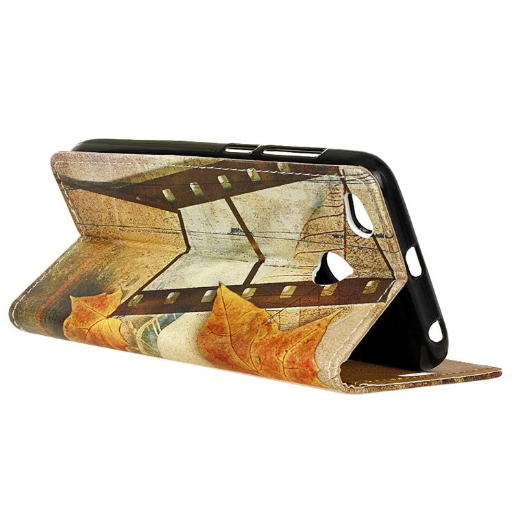 Pattern Printing Wallet Leather Foldable Casing for Xiaomi Redmi 4X - Eiffel Tower and Maple Leaves