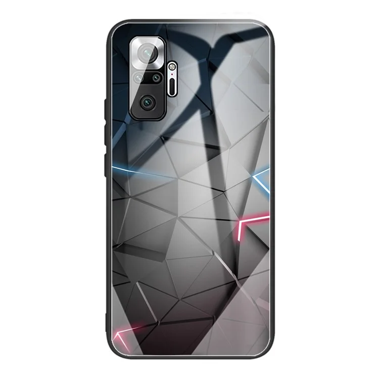 Muster-Druck Gehärtetes Glas Rückseite + TPU Rahmen Hybrid Handyhülle für Xiaomi Redmi Note 10 Pro Max - Schwarz