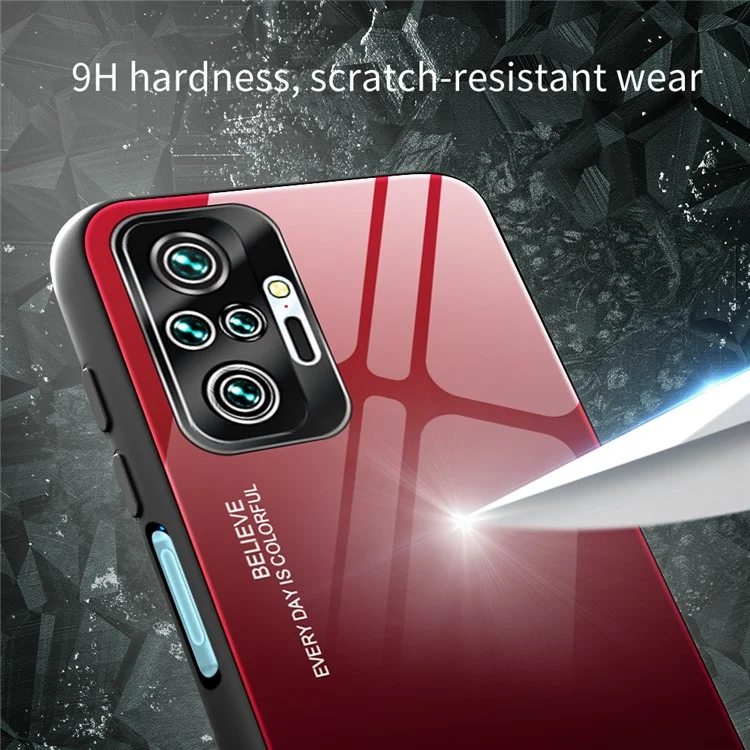 Gradient Tempered Glass Cell Phone Cover TPU Frame Back Case für Xiaomi Redmi Note 10 Pro/Note 10 Pro Max - Pink/Lila