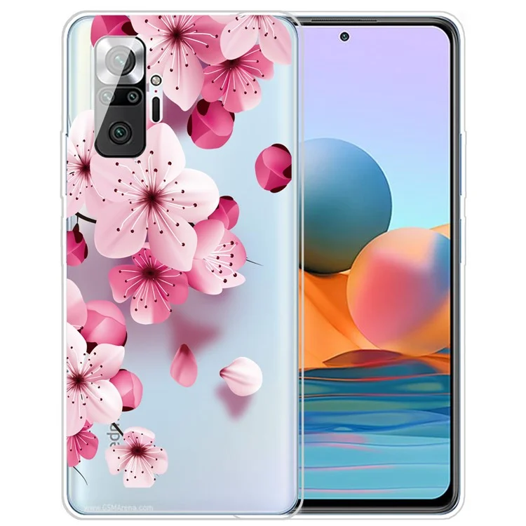 Étui de Téléphone TPU Pour Xiaomi Redmi Note 10 Pro / Pro Max IMD Pattern Toof Trof Cover - Fleur de Pêche