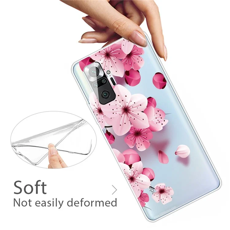 TPU Phone Case for Xiaomi Redmi Note 10 Pro/Pro Max IMD Pattern Shock-proof Phone Cover - Peach Blossom