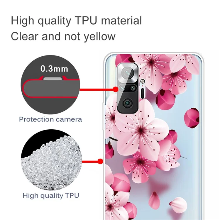 Étui de Téléphone TPU Pour Xiaomi Redmi Note 10 Pro / Pro Max IMD Pattern Toof Trof Cover - Fleur de Pêche